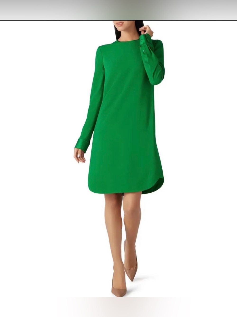 St. John Long Sleeve Satin Sheath Dress